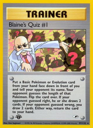 Blaine's Quiz #1 097/132  - 1st Edition Gym Heroes - Rare