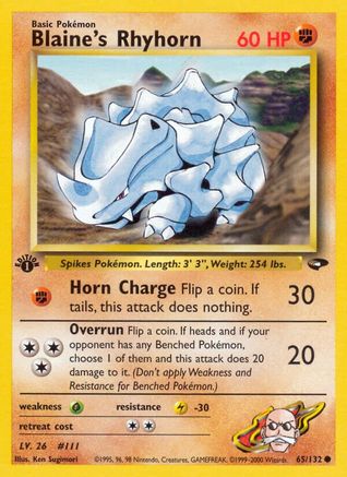 Blaine's Rhyhorn 065/132  - Unlimited Gym Challenge - Common