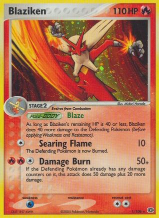 Blaziken 001  - Reverse Holofoil Emerald - Holo Rare