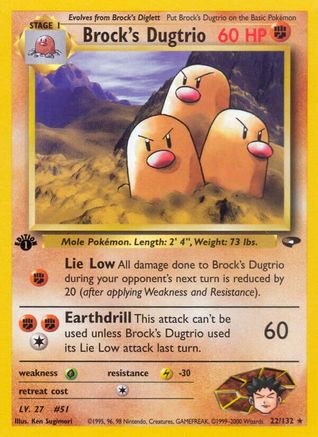 Brock's Dugtrio 022/132  - Unlimited Gym Challenge - Rare