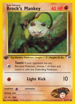 Brock's Mankey (67) 067/132  - Unlimited Gym Heroes - Common