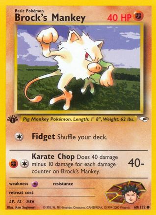 Brock's Mankey (68) 068/132  - Unlimited Gym Heroes - Common