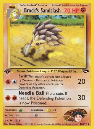 Brock's Sandslash 036/132  - Unlimited Gym Challenge - Uncommon