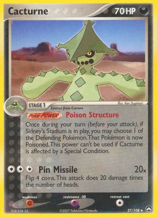 Cacturne 027  - Reverse Holofoil Power Keepers - Uncommon