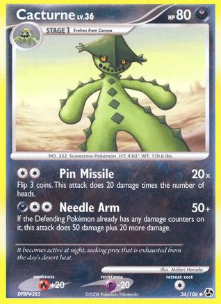 Cacturne 034  - Reverse Holofoil Great Encounters - Uncommon