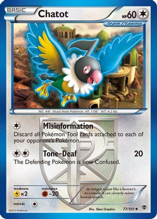 Chatot (Team Plasma) 077  - Reverse Holofoil Plasma Blast - Uncommon