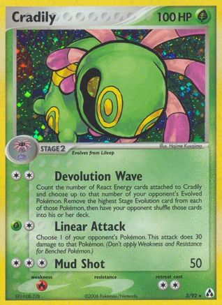 Cradily 003  - Reverse Holofoil Legend Maker - Holo Rare