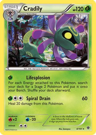 Cradily 004  - Reverse Holofoil Plasma Blast - Rare