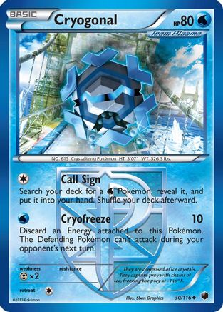 Cryogonal (Team Plasma) 030/116  - Reverse Holofoil Plasma Freeze - Uncommon