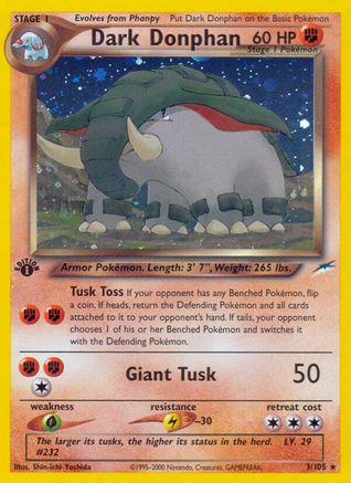 Dark Donphan 003  - Unlimited Holofoil Neo Destiny - Holo Rare