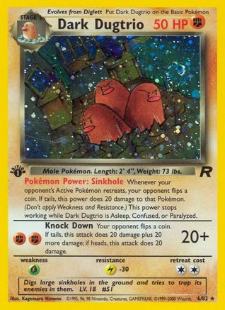 Dark Dugtrio (6) 006/82  - Unlimited Holofoil Team Rocket - Holo Rare