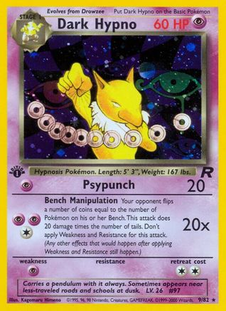 Dark Hypno (9) 009/82  - 1st Edition Holofoil Team Rocket - Holo Rare