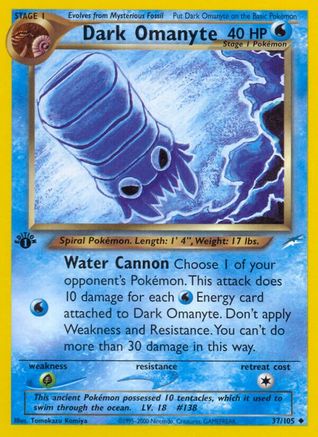Dark Omanyte 037/105  - 1st Edition Neo Destiny - Uncommon