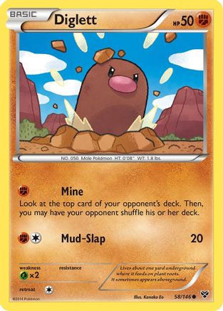 Diglett 058/146  - Reverse Holofoil XY Base Set - Common