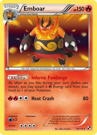 Emboar (20) 020/114  - Reverse Holofoil Black and White - Holo Rare