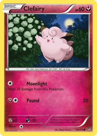 Clefairy (69) 069/111  - Reverse Holofoil XY  Furious Fists - Common