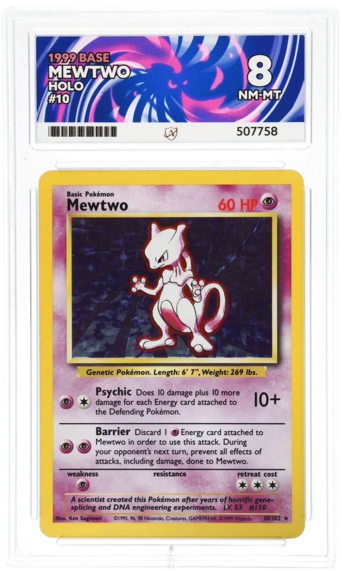Mewtwo 1999 Base Unlimited 10/102 Ace Grading 8