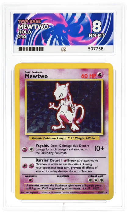 Mewtwo 1999 Base Unlimited 10/102 Ace Grading 8