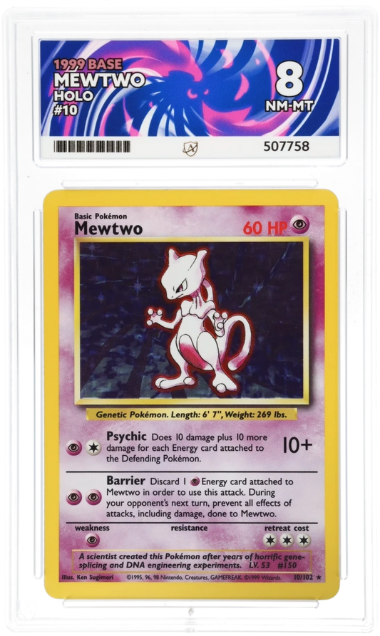 Mewtwo 1999 Base Unlimited 10/102 Ace Grading 8