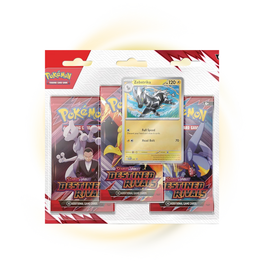 Scarlet and Violet Destined Rivals 3 Pack Blister Zebstrika
