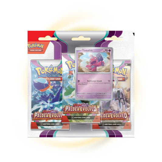 Scarlet and Violet Paldea Evolved 3 Pack Blister Tinkatink