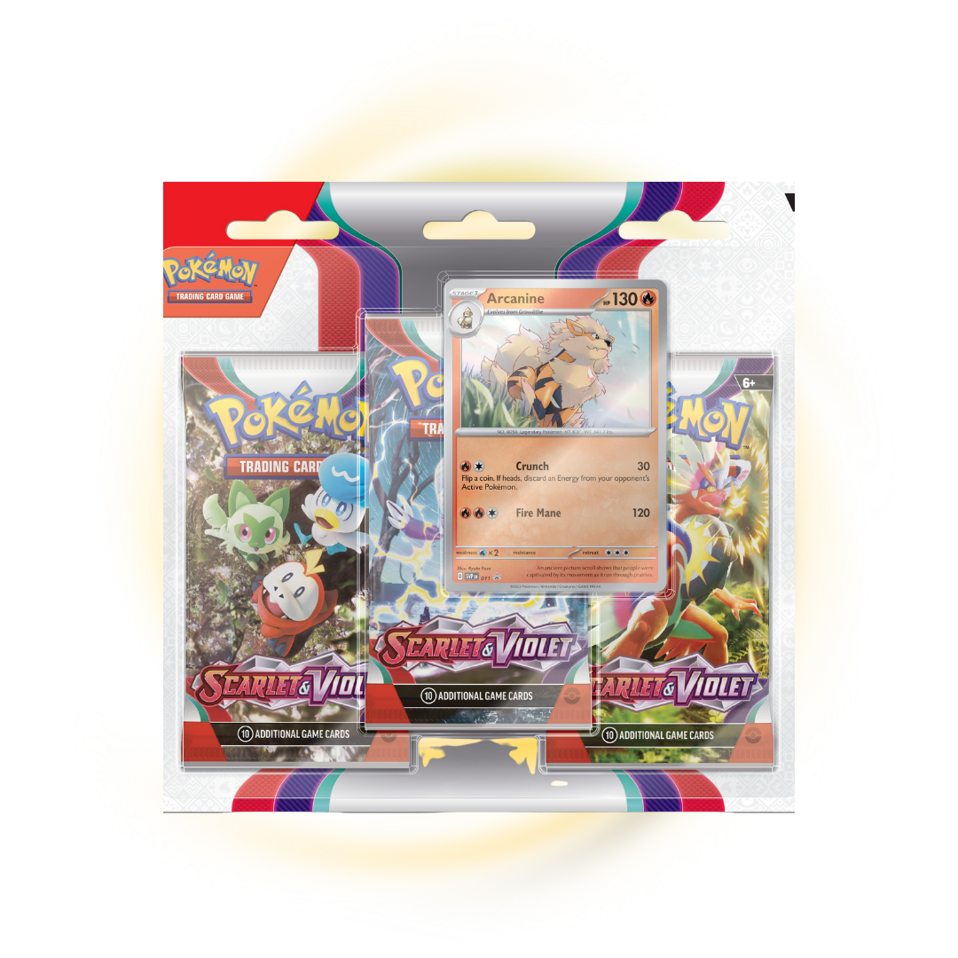 Scarlet and Violet (Base Set) 3 Pack Blister Arcanine